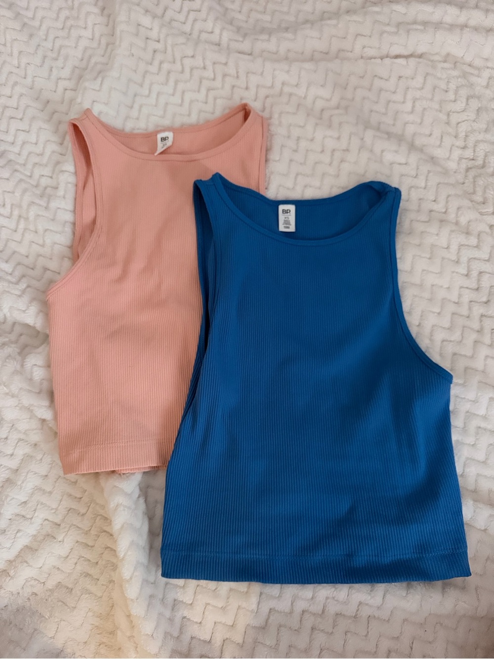 bp Ribbed Tank Tops in Peach Pink & Cobalt Blue